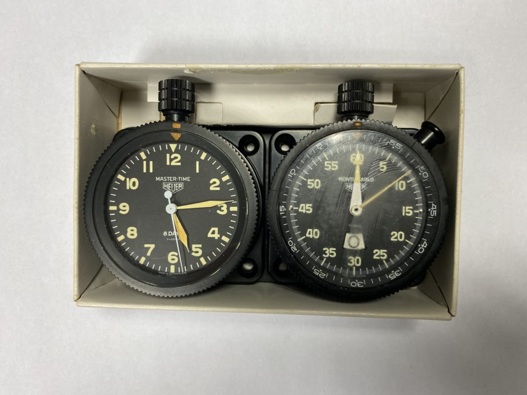 Vintage Heuer Mastertime Black Monte Carlo Rally Sport Dash Set